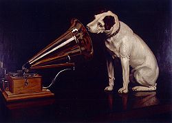 250px His Masters Voice Nipper   The First Dog of Music